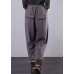 DIY gray trousers elastic waist drawstring pockets Outfits casual pants