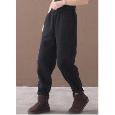 Modern black pants stylish thick elastic waist Sewing casual trousers