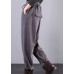 DIY gray trousers elastic waist drawstring pockets Outfits casual pants