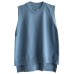 Winter o neck blue knit sweat tops casual low high design top silhouette