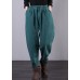 Chic elastic waist wide leg pants stylish blue Outfits pockets harem pants