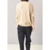 Cozy beige knit tops casual long sleeve  sweater patchwork