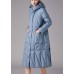 Simple Blue Button Pockets slim fit Winter Duck Down Coats