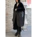 Fine Black Woolen Patchwork PU Pockets Winter Cotton Parka coat