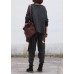 Chunky dark gray knit jacket casual v neck knitwear pockets