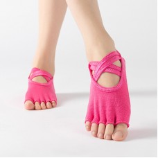 Women’s Terry Yoga Socks Five Finger Sock Double Cross With Anti  slip Socks