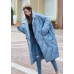 Boho Blue Peter Pan Collar Button Casual Winter Duck Down Coats