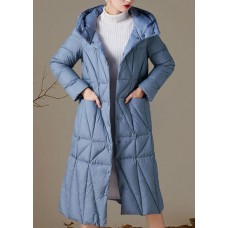 Simple Blue Button Pockets slim fit Winter Duck Down Coats