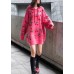 For Spring pink print Sweater weather fashion drawstring hooded knitted tops