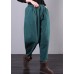 Chic elastic waist wide leg pants stylish blue Outfits pockets harem pants