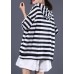 Italian hooded cotton top silhouette Outfits black white striped shirt summer