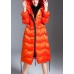 Boho Orange Loose Thick zippered Winter Duck Down Jacket In