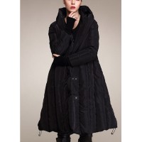 Elegant Mulberry Button drawstring Thick Winter Duck Down Coat