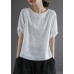 Bohemian White O-Neck Hollow Out Summer Retro Half Sleeve Top